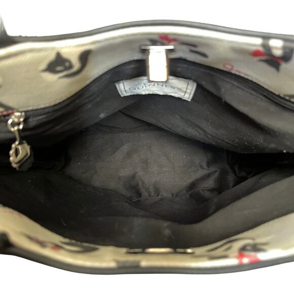 Y2K Vintage Lulu Guinness London Siamese Cat Gray Structured Tote Bag - Picture 3 of 9